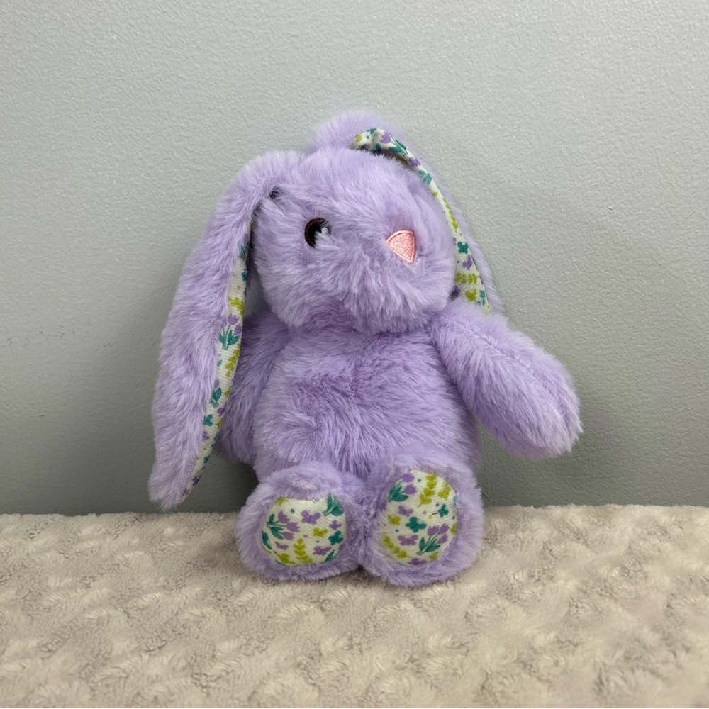 Midwood Brands Purple Bunny Rabbit Plush Stuffed Animal Floral Ears Blue Green